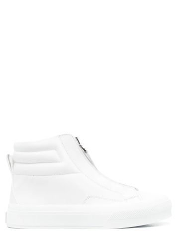 White high top sneakers with zipper