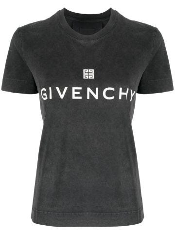 Grey short-sleeved T-shirt with 4G logo print