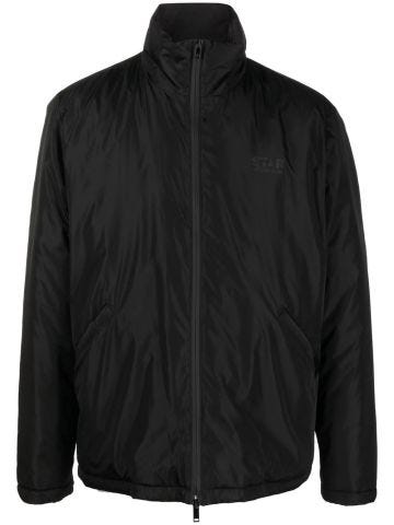 Black padded jacket with logo print