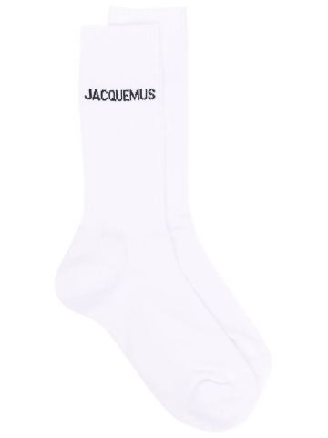 White Ribbed crew socks Les chaussettes Jacquemus