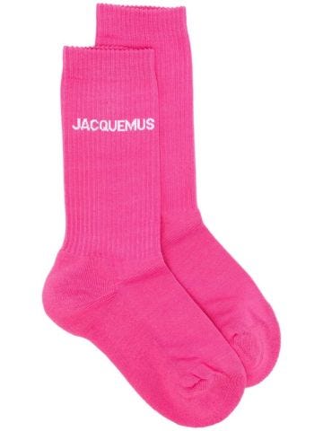 Pink Ribbed crew socks Les chaussettes Jacquemus