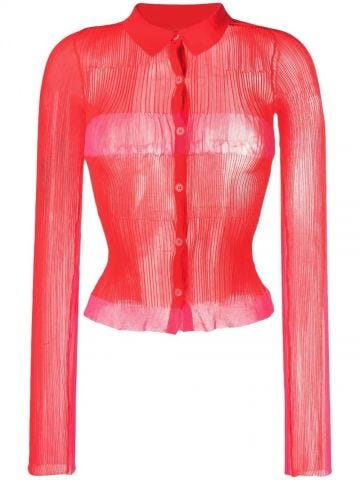 Red and pink transparent shirt La chemise maille Sognu