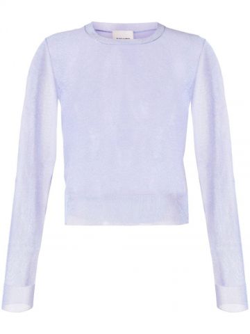 Long-sleeved semi-transparent lilac jersey