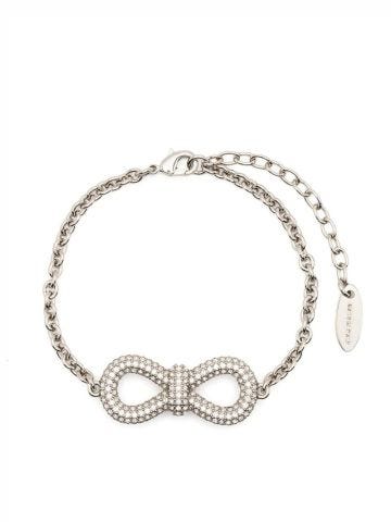 Bow bracelet embellished with silver crystals