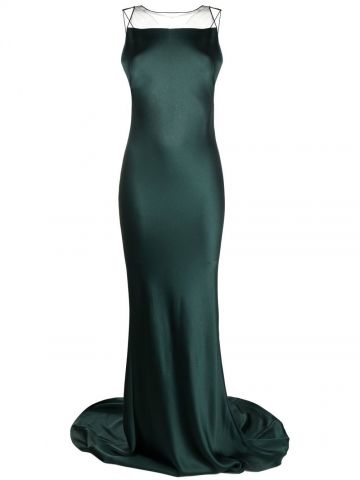 Forest green backless fishtail gown