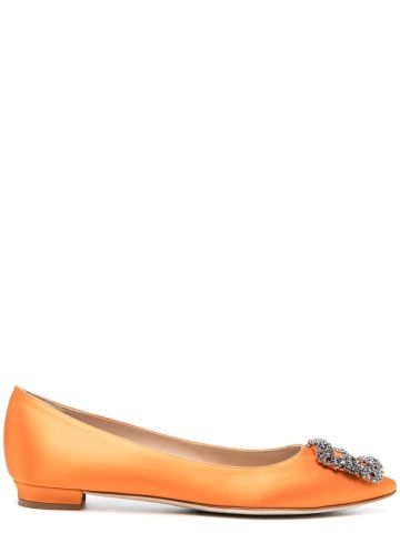 Hangsi Lanza orange satin ballet shoes