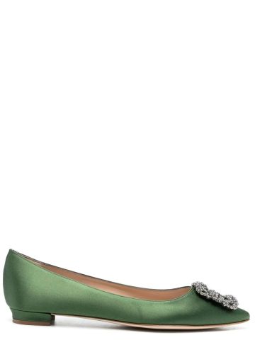 Hangsi Lanza green satin ballet shoes
