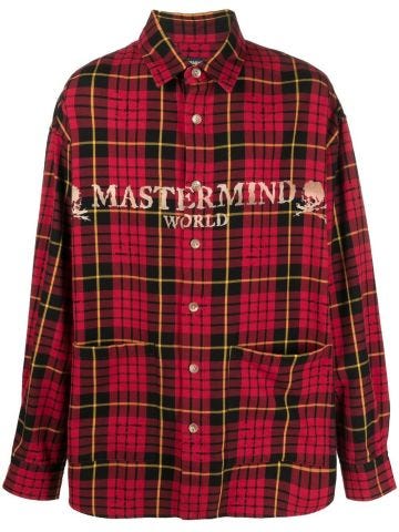 Mastermind World red plaid shirt with skull print