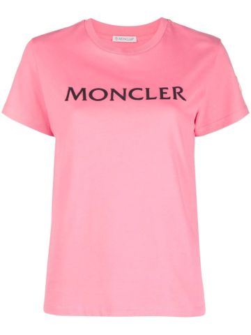 Pink short sleeve T-shirt with logo print