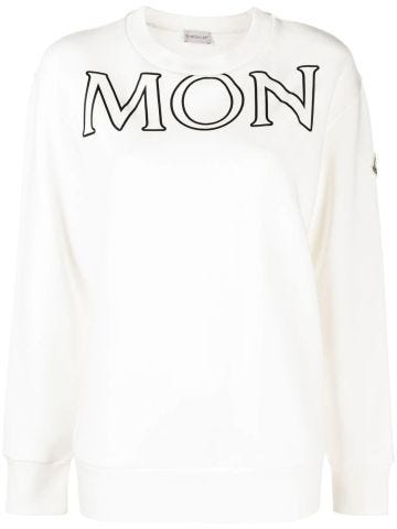 White crewneck sweatshirt with logo print