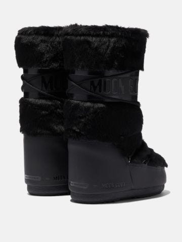 Icon black snow boot with faux fur