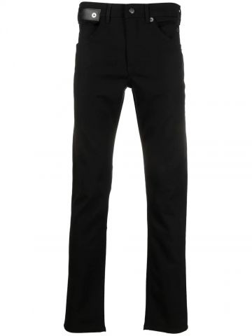 Black logo-patch slim fit jeans