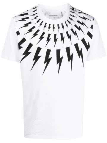 White T-shirt with Thunderbolt print