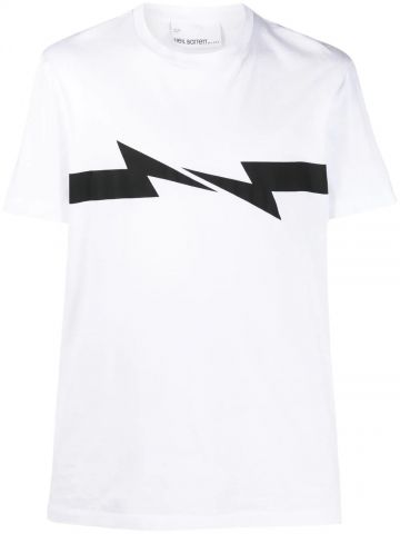 White Thunderbolt-print cotton T-shirt