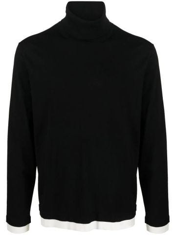 Black turtleneck sweater with contrasting edges