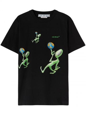 T-shirt nera con stampa grafica Alien