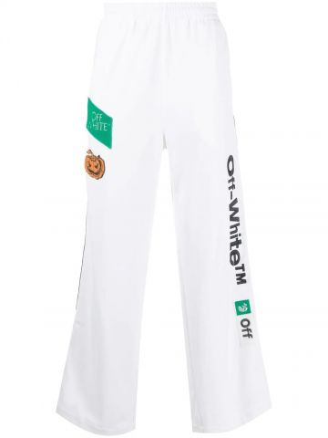 Pantaloni bianchi sportivi con logo ricamato