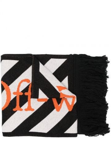 Black and white diag stripe scarf