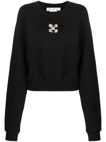 Black long-sleeved sweatshirt with floral Arrow motif