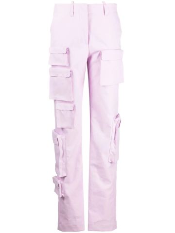 High-waisted lilac cargo trousers
