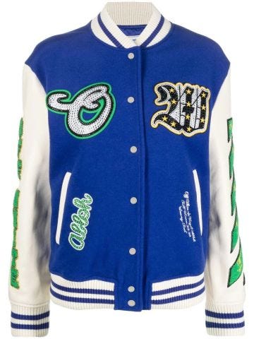 Multicoloured varsity jacket Bling Patches with logo embroidery