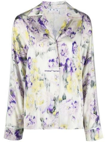 Multicoloured satin shirt with floral print