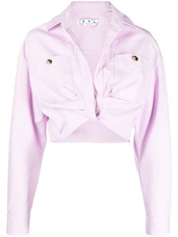 Lilac crop shirt crossed in front