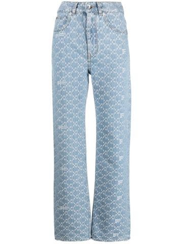 Light blue jeans with all over Arrows logo print