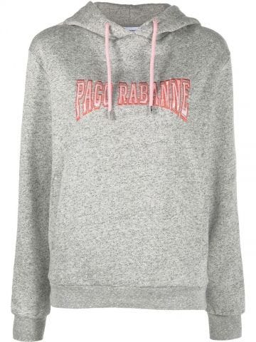Mélange logo-embroidered hoodie
