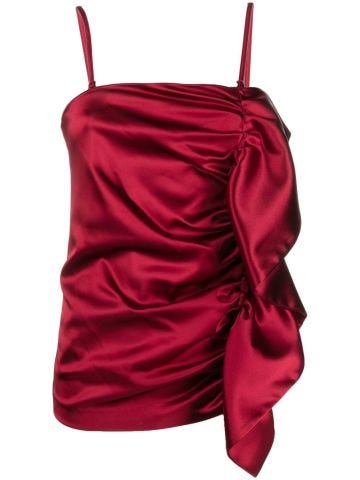 Red draped satin top with straps