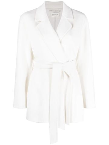 Short white coat with belted waist
