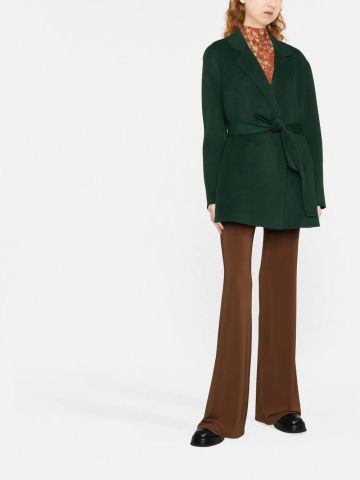 Short green coat with belted waist