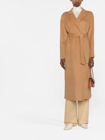 Brown midi coat with belted waist
