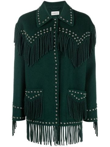 Green wool jacket with bangs and studs