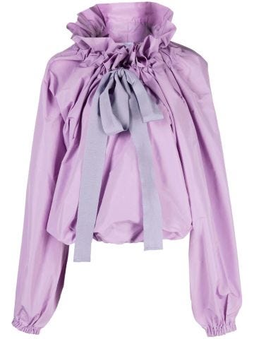 Lilac blouse with bow on neck