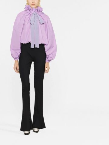 Lilac blouse with bow on neck
