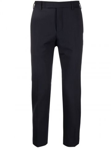 Blue mid-rise tapered trousers