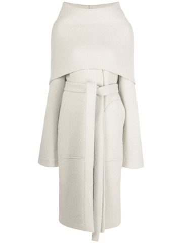 White long dressing gown coat with belt