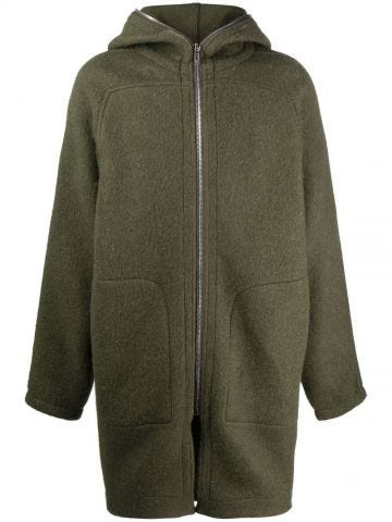 Cappotto in lana con cappuccio verde
