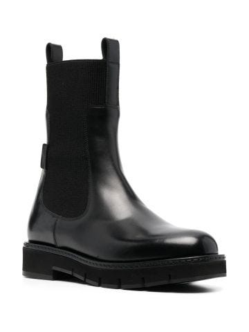 Black Chelsea ankle boots with elastic detailing