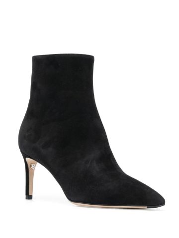 Black suede ankle boots with zipper