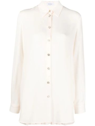 White shirt with pleating and jewel buttons