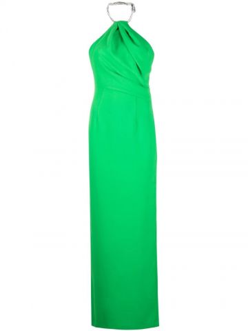 Green evening dress with Riva decoration