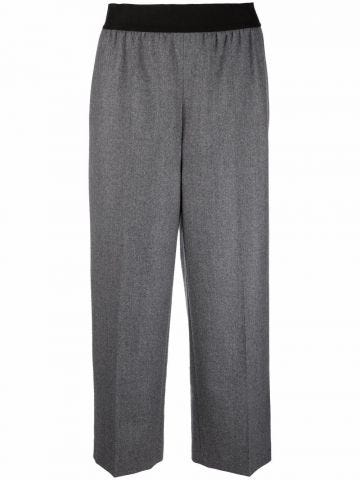Grey cropped flannel trousers