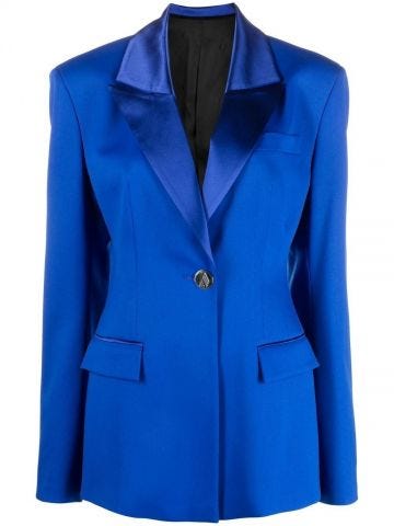 Blue silk single-breasted blazer