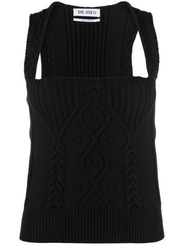 Sofia black knitted sleeveless top