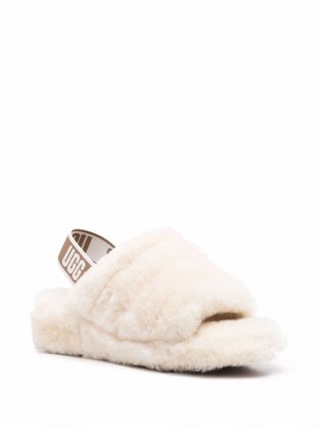 Ivory Fluff Yeah slippers with back strap