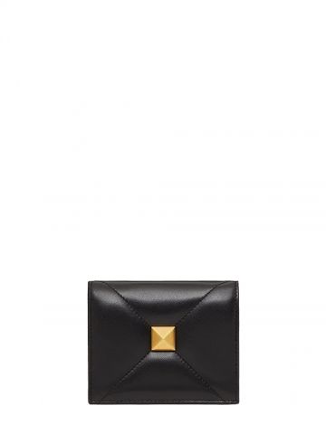 Roman Stud Wallet in Black Lambskin Nappa Leather