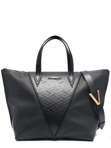Tote bag with embossed logo and gold details