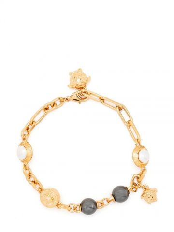 Golden gem-embellished cable link bracelet